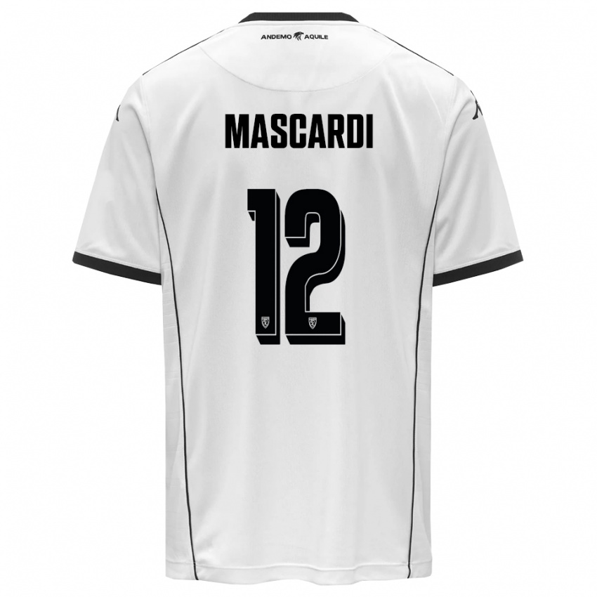 גברים דייגו מסקרדי #12 לבן שחור ג'רזי ביתית 2025/26 חולצה קצרה