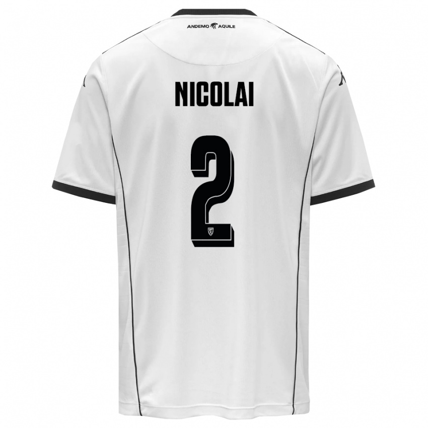 גברים Gabriele Nicolai #2 לבן שחור ג'רזי ביתית 2025/26 חולצה קצרה