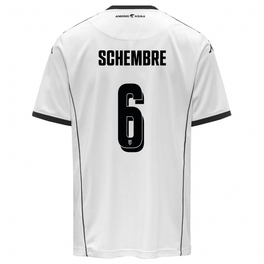 גברים עמנואלה שמברה #6 לבן שחור ג'רזי ביתית 2025/26 חולצה קצרה