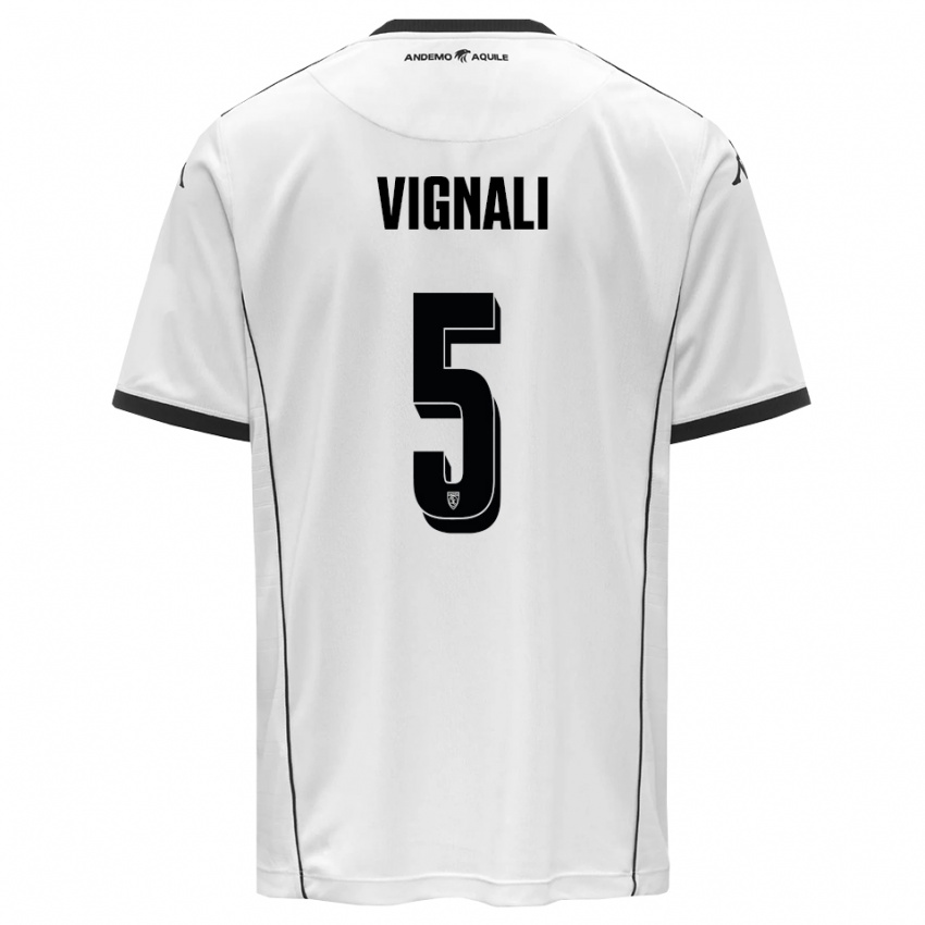 גברים דייגו ויגנאלי #5 לבן שחור ג'רזי ביתית 2025/26 חולצה קצרה