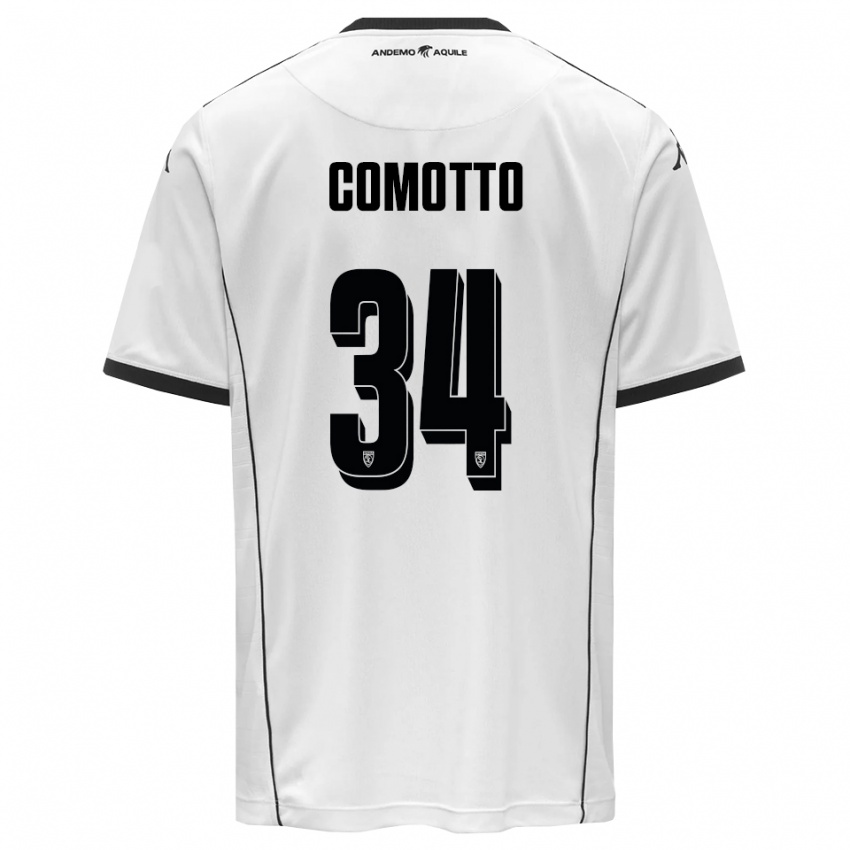 גברים כריסטיאן קומוטו #34 לבן שחור ג'רזי ביתית 2025/26 חולצה קצרה