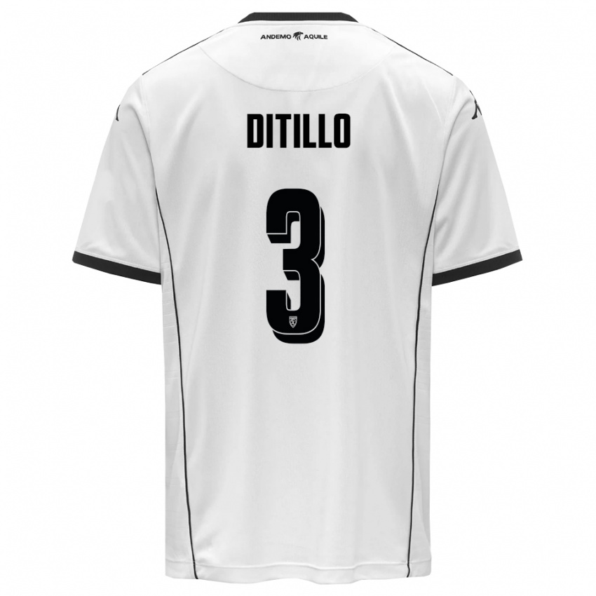 גברים Luigi Ditillo #3 לבן שחור ג'רזי ביתית 2025/26 חולצה קצרה