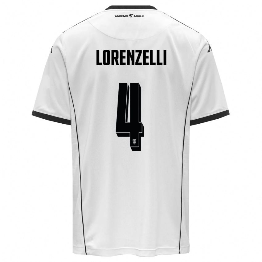 גברים עמנואלה לורנצלי #4 לבן שחור ג'רזי ביתית 2025/26 חולצה קצרה