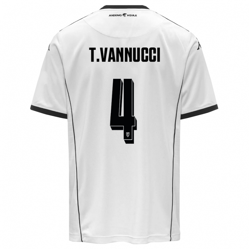 גברים טומאסו ואנוקי #4 לבן שחור ג'רזי ביתית 2025/26 חולצה קצרה