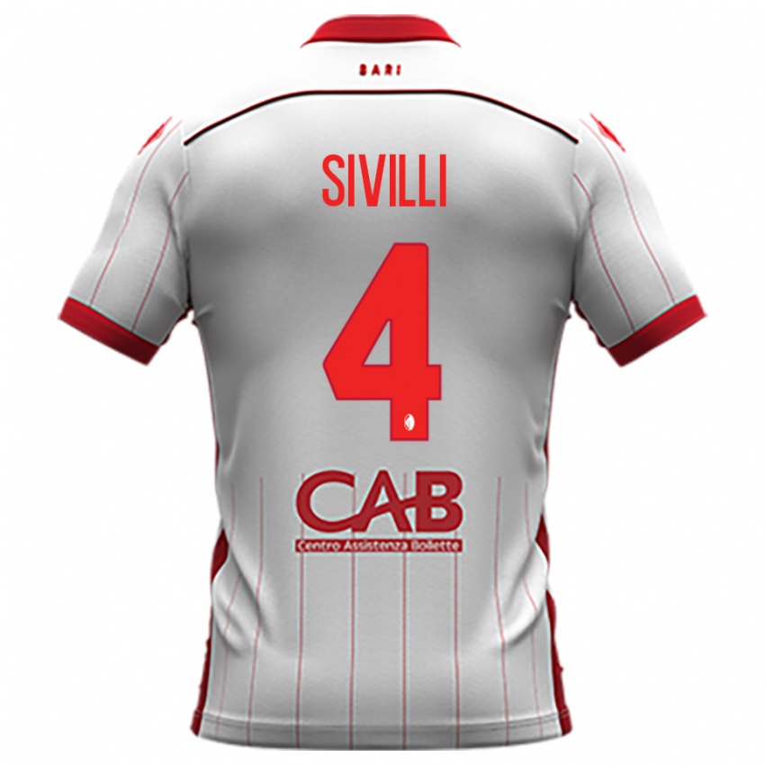 גברים פדריקו סיווילי #4 לבן אדום ג'רזי ביתית 2025/26 חולצה קצרה