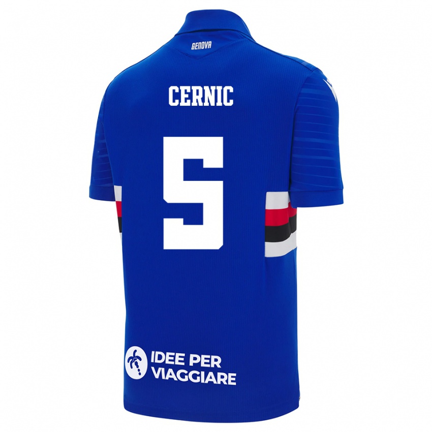 גברים סאשה סרניק #5 כחול לבן ג'רזי ביתית 2025/26 חולצה קצרה