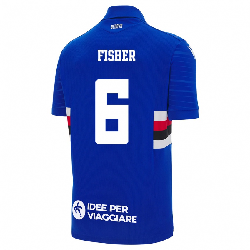 גברים Mateo Fisher #6 כחול לבן ג'רזי ביתית 2025/26 חולצה קצרה