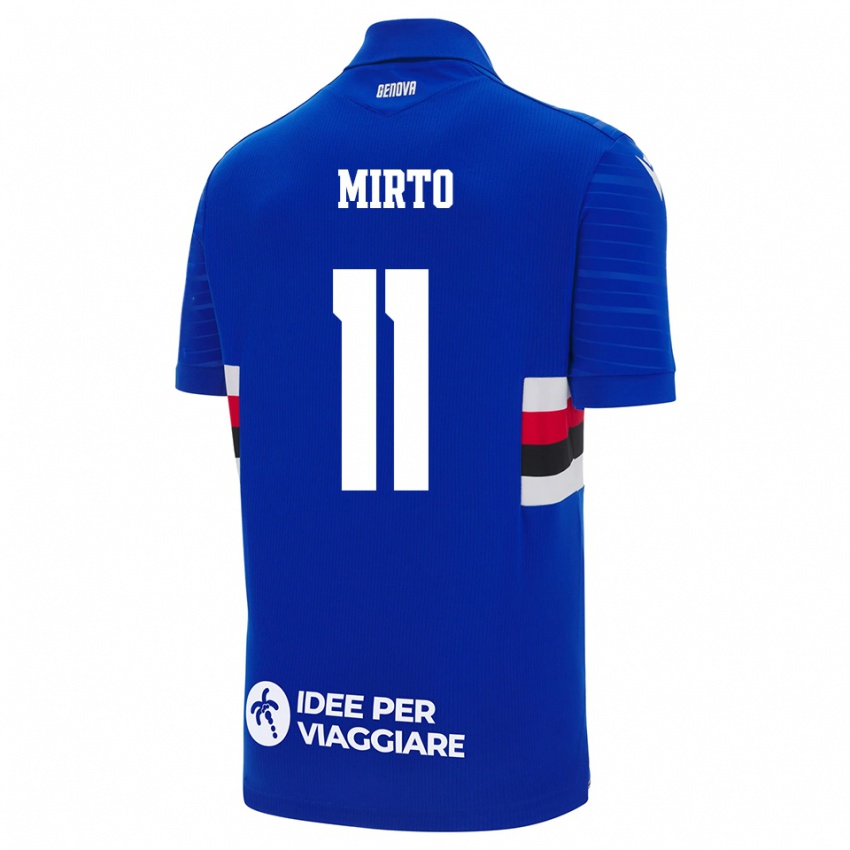 גברים Giovanni Mirto #11 כחול לבן ג'רזי ביתית 2025/26 חולצה קצרה