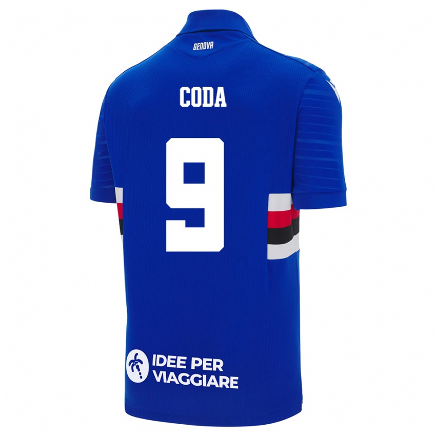 גברים Massimo Coda #9 כחול לבן ג'רזי ביתית 2025/26 חולצה קצרה