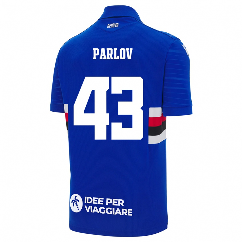 גברים Benjamin Parlov #43 כחול לבן ג'רזי ביתית 2025/26 חולצה קצרה