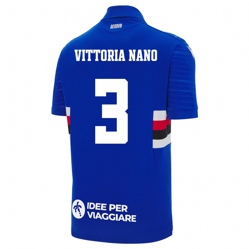 גברים Maria Vittoria Nano #3 כחול לבן ג'רזי ביתית 2025/26 חולצה קצרה