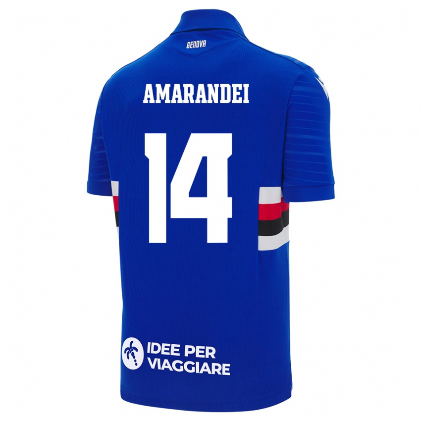 גברים Ștefan Amarandei #14 כחול לבן ג'רזי ביתית 2025/26 חולצה קצרה