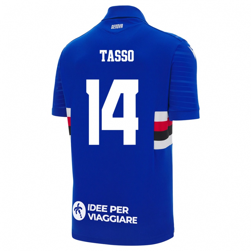 גברים Achille Tasso #14 כחול לבן ג'רזי ביתית 2025/26 חולצה קצרה