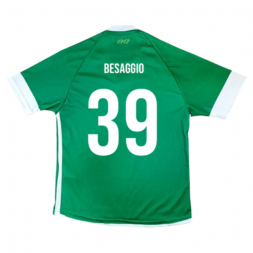 גברים Michele Besaggio #39 ירוק לבן ג'רזי ביתית 2025/26 חולצה קצרה