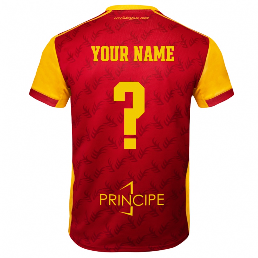 גברים השם שלך #0 צהוב אדום ג'רזי ביתית 2025/26 חולצה קצרה