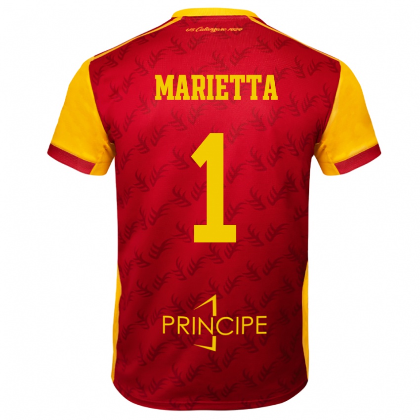 גברים Christian Marietta #1 צהוב אדום ג'רזי ביתית 2025/26 חולצה קצרה