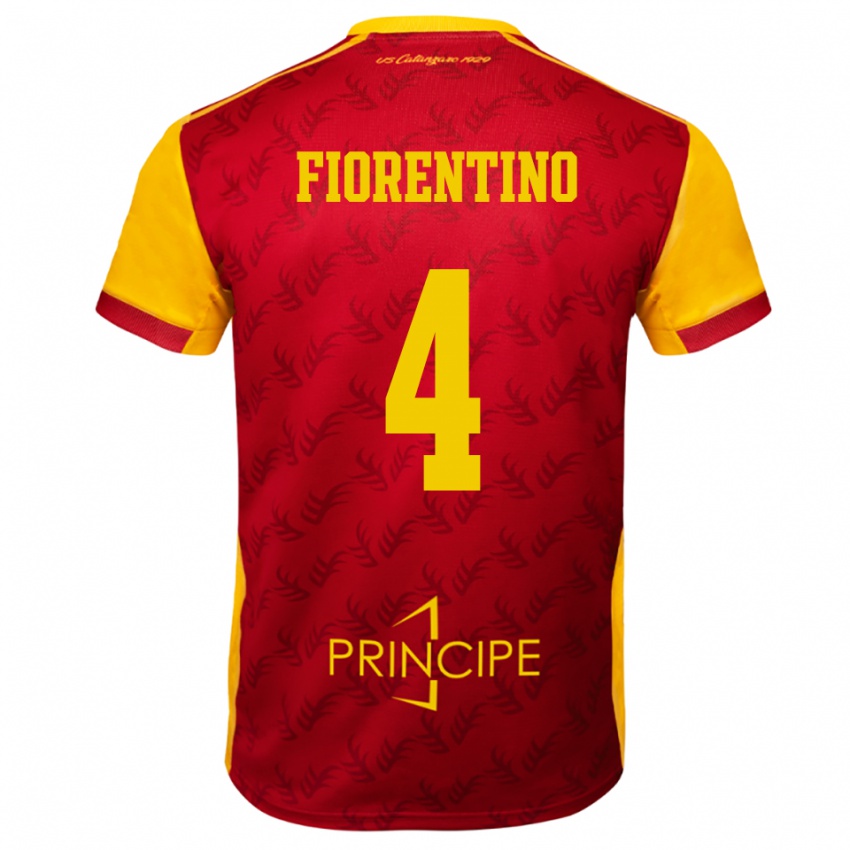 גברים Carlo Fiorentino #4 צהוב אדום ג'רזי ביתית 2025/26 חולצה קצרה