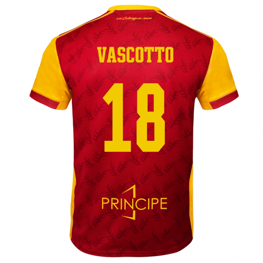 גברים אדוארדו ואסקוטו #18 צהוב אדום ג'רזי ביתית 2025/26 חולצה קצרה