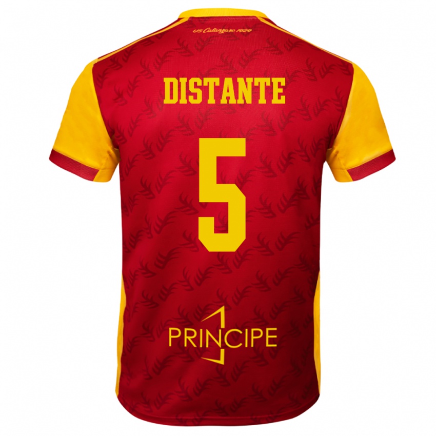 גברים Marco Distante #5 צהוב אדום ג'רזי ביתית 2025/26 חולצה קצרה