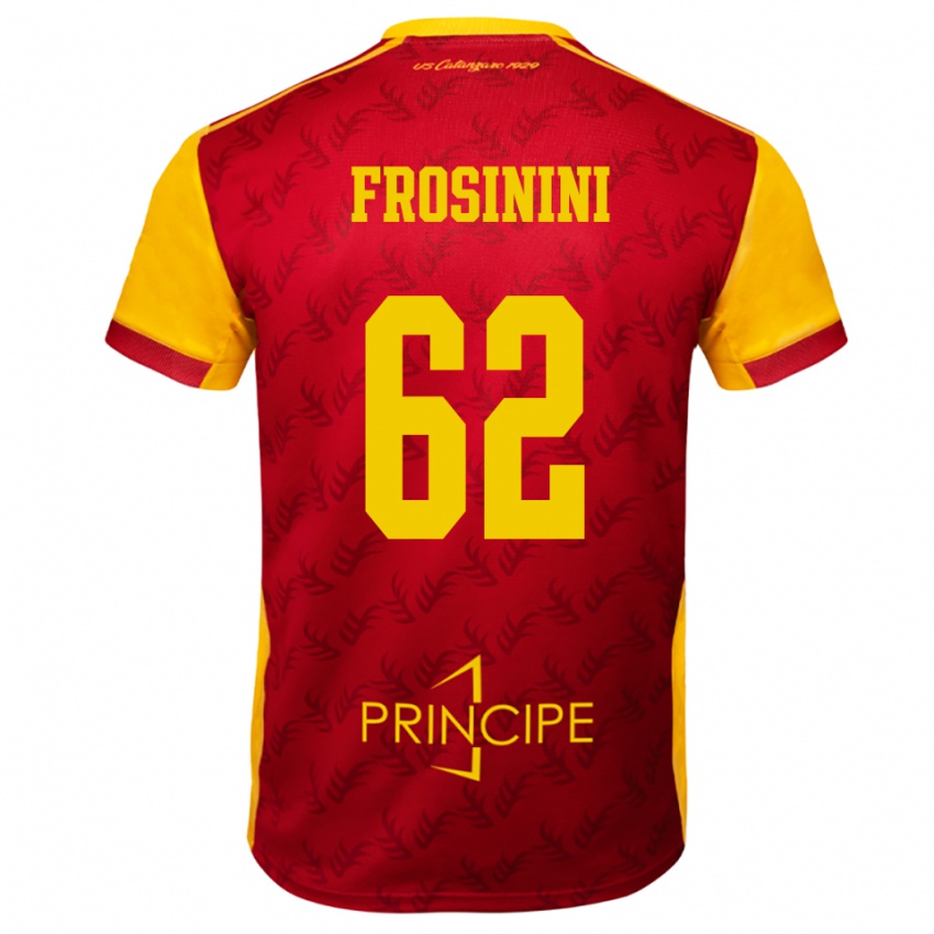 גברים Ruggero Frosinini #62 צהוב אדום ג'רזי ביתית 2025/26 חולצה קצרה