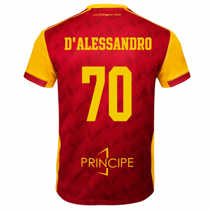 גברים Marco D'alessandro #70 צהוב אדום ג'רזי ביתית 2025/26 חולצה קצרה