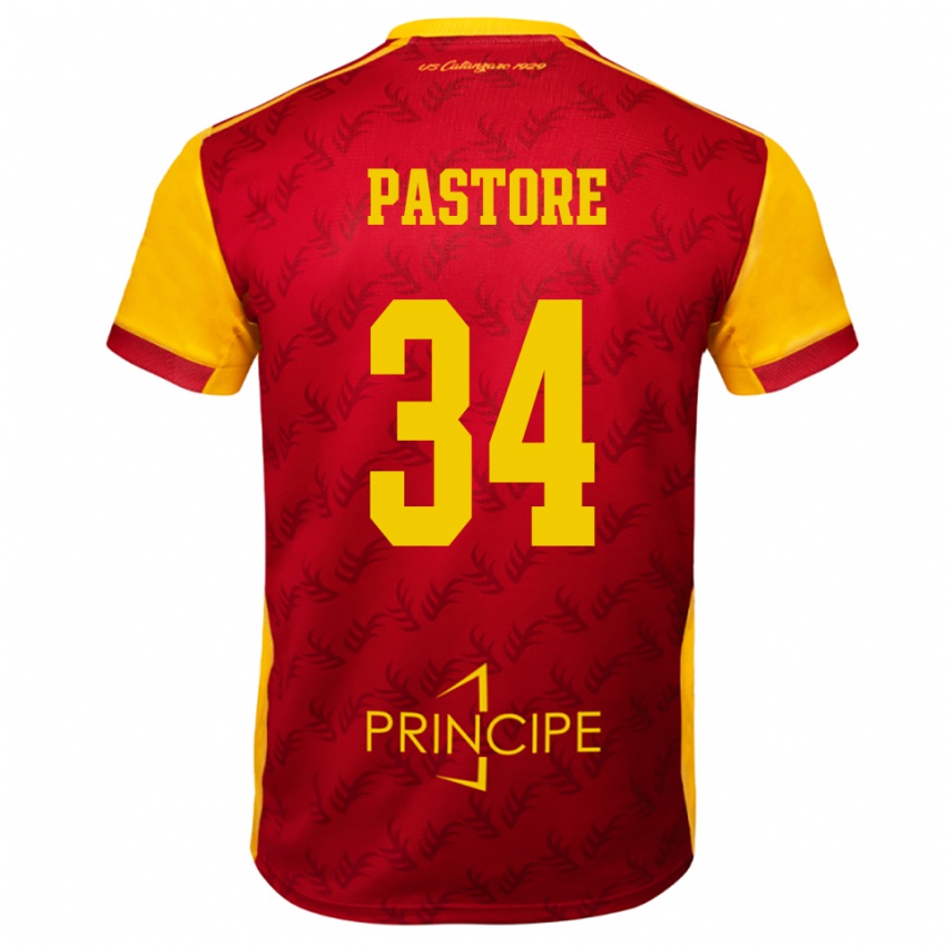 גברים Federico Pastore #34 צהוב אדום ג'רזי ביתית 2025/26 חולצה קצרה