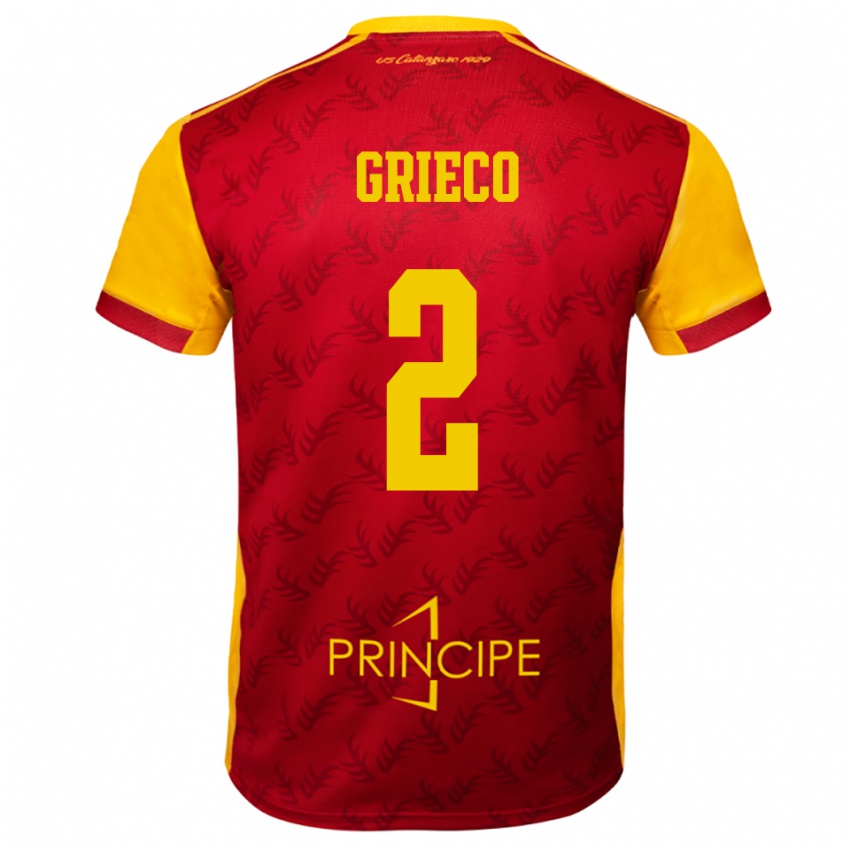 גברים Salvatore Grieco #2 צהוב אדום ג'רזי ביתית 2025/26 חולצה קצרה