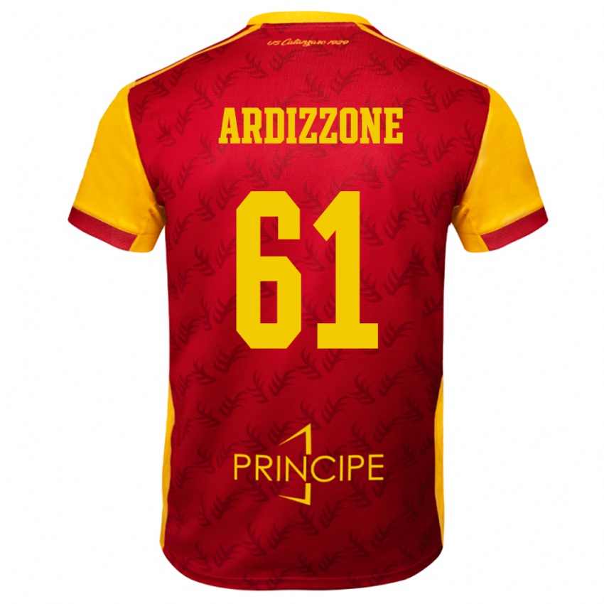 גברים Simone Ardizzone #61 צהוב אדום ג'רזי ביתית 2025/26 חולצה קצרה