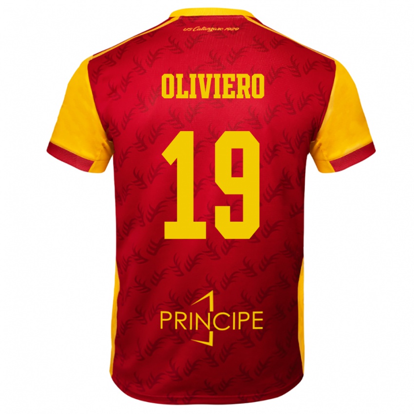 גברים Andrea Oliviero #19 צהוב אדום ג'רזי ביתית 2025/26 חולצה קצרה