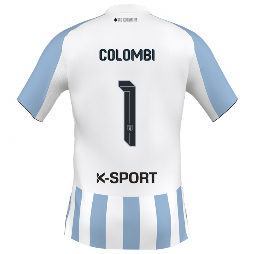 גברים סימונה קולומבי #1 לבן כחול שמיים ג'רזי ביתית 2025/26 חולצה קצרה