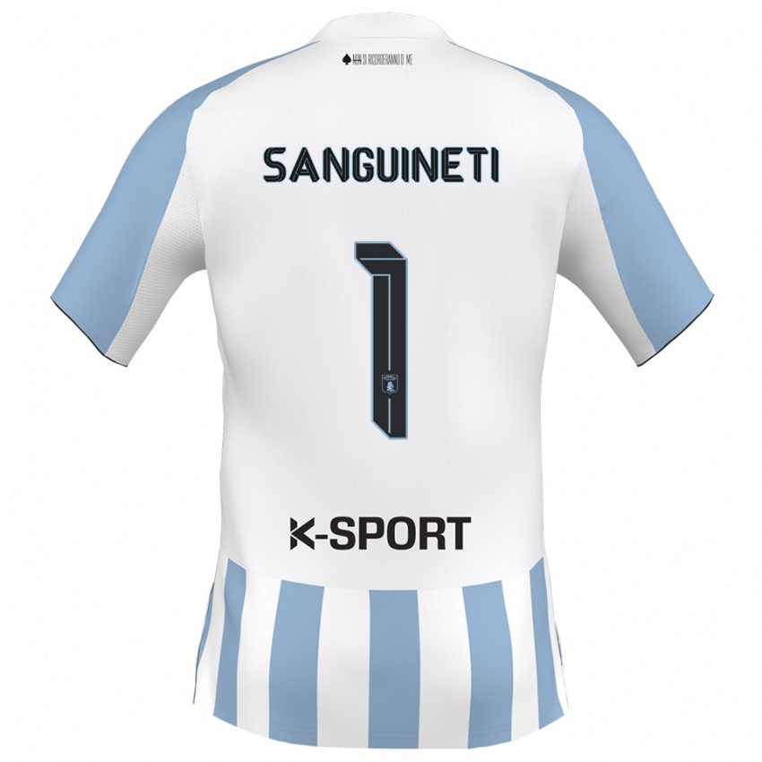 גברים מיקלה סנגינטי #1 לבן כחול שמיים ג'רזי ביתית 2025/26 חולצה קצרה