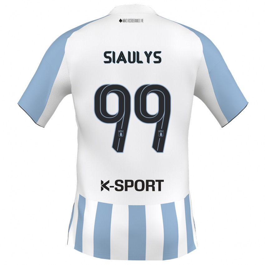 גברים Ovidijus Siaulys #99 לבן כחול שמיים ג'רזי ביתית 2025/26 חולצה קצרה