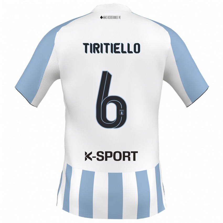 גברים Andrea Tiritiello #6 לבן כחול שמיים ג'רזי ביתית 2025/26 חולצה קצרה