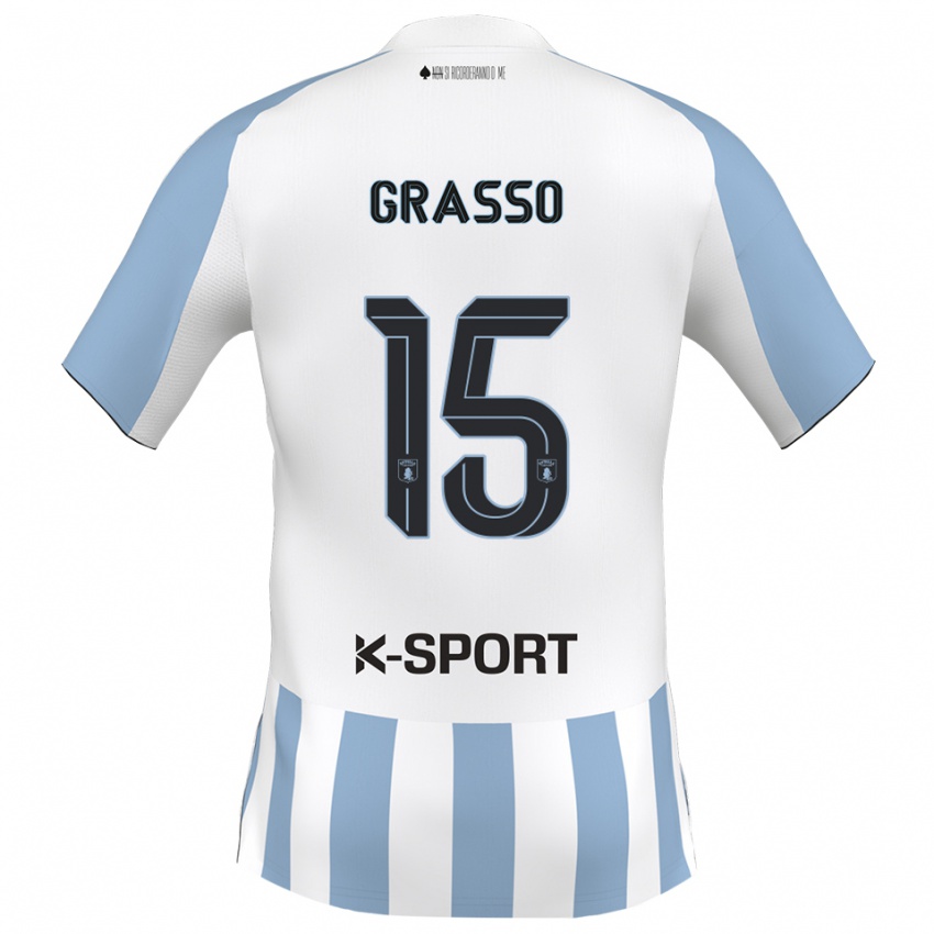 גברים Agostino Grasso #15 לבן כחול שמיים ג'רזי ביתית 2025/26 חולצה קצרה