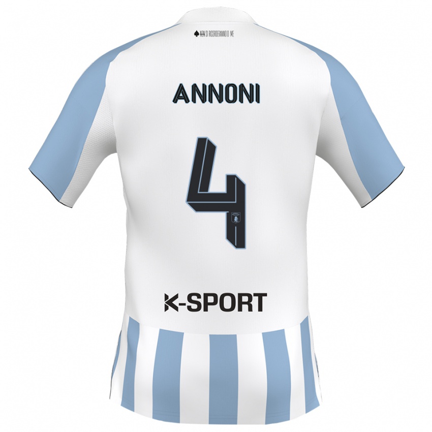 גברים Tommaso Annoni #4 לבן כחול שמיים ג'רזי ביתית 2025/26 חולצה קצרה