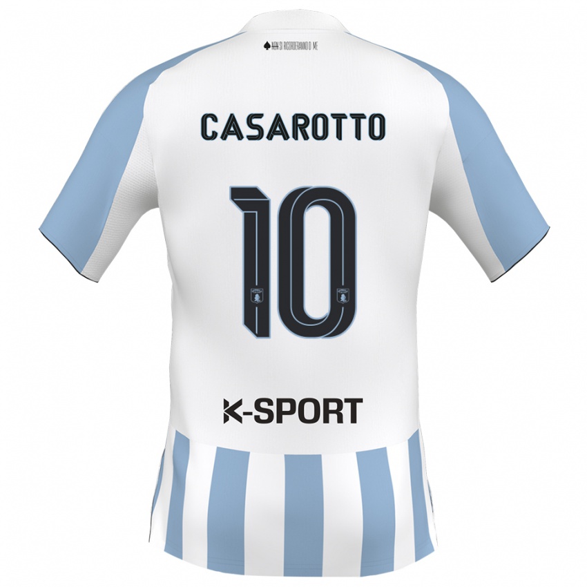 גברים מטאו קזרוטו #10 לבן כחול שמיים ג'רזי ביתית 2025/26 חולצה קצרה