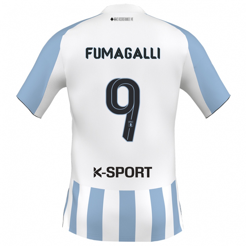 גברים Tommaso Fumagalli #9 לבן כחול שמיים ג'רזי ביתית 2025/26 חולצה קצרה
