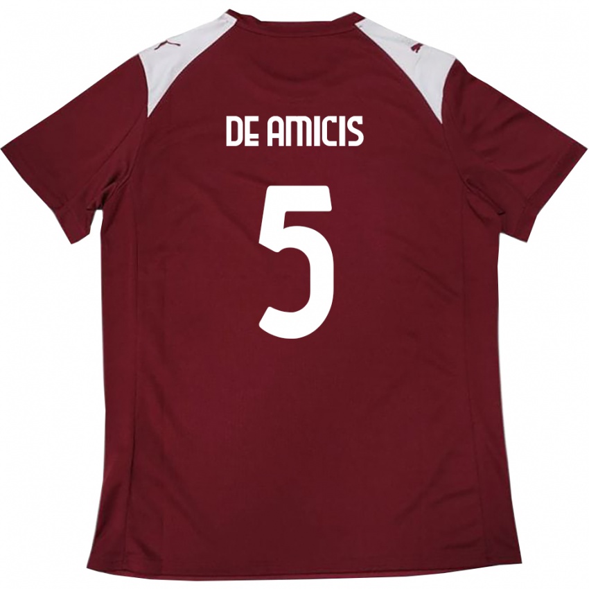 גברים Christian De Amicis #5 בורדו לבן ג'רזי ביתית 2025/26 חולצה קצרה