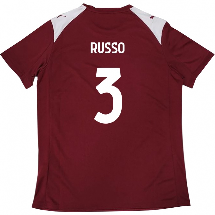 גברים Mattia Russo #3 בורדו לבן ג'רזי ביתית 2025/26 חולצה קצרה