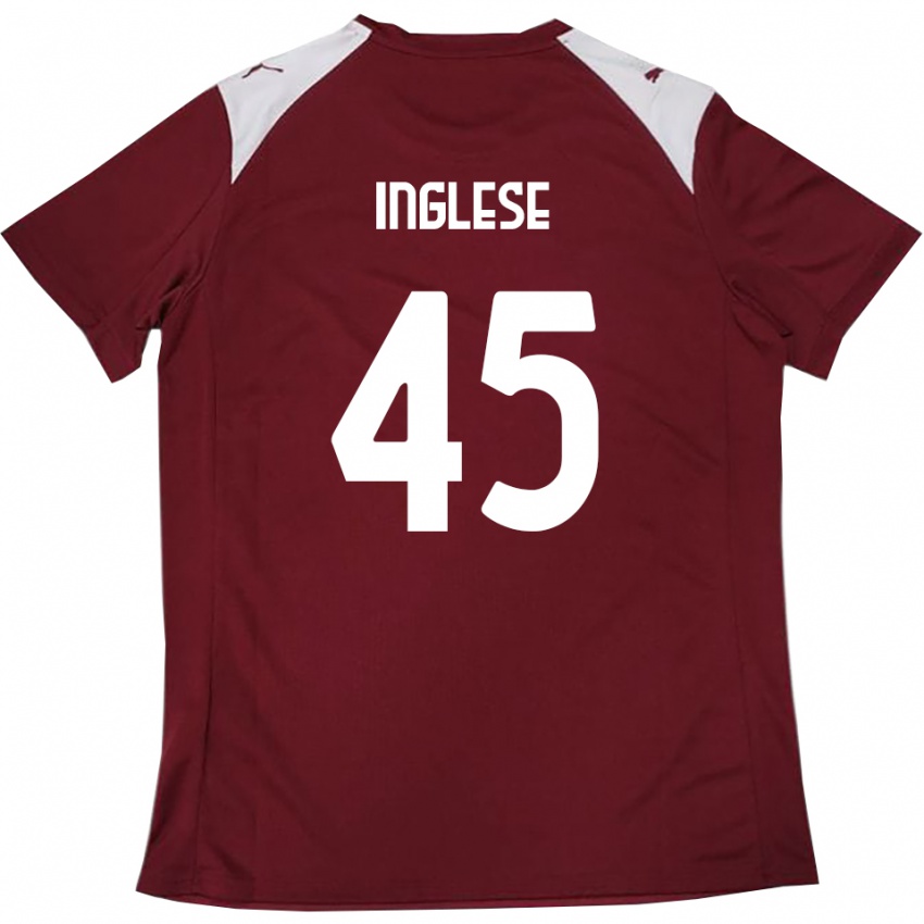 גברים רוברטו אינגלסה #45 בורדו לבן ג'רזי ביתית 2025/26 חולצה קצרה