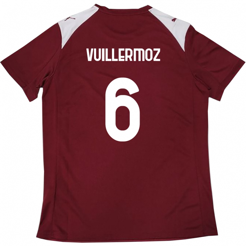גברים Joshua Vuillermoz #6 בורדו לבן ג'רזי ביתית 2025/26 חולצה קצרה