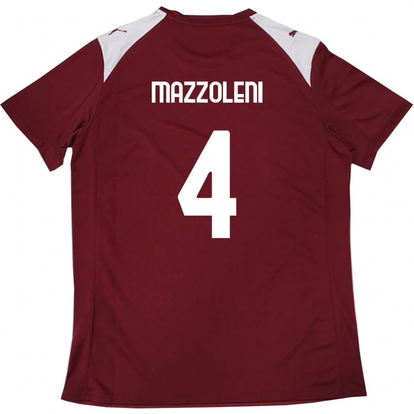 גברים Riccardo Mazzoleni #4 בורדו לבן ג'רזי ביתית 2025/26 חולצה קצרה