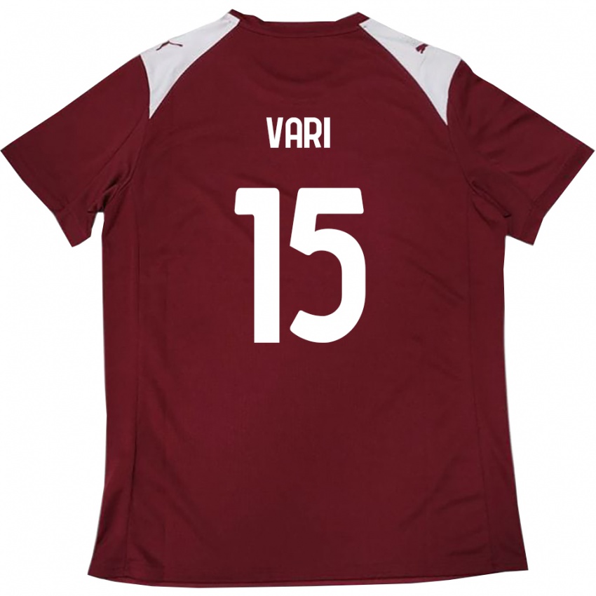 גברים Filippo Vari #15 בורדו לבן ג'רזי ביתית 2025/26 חולצה קצרה