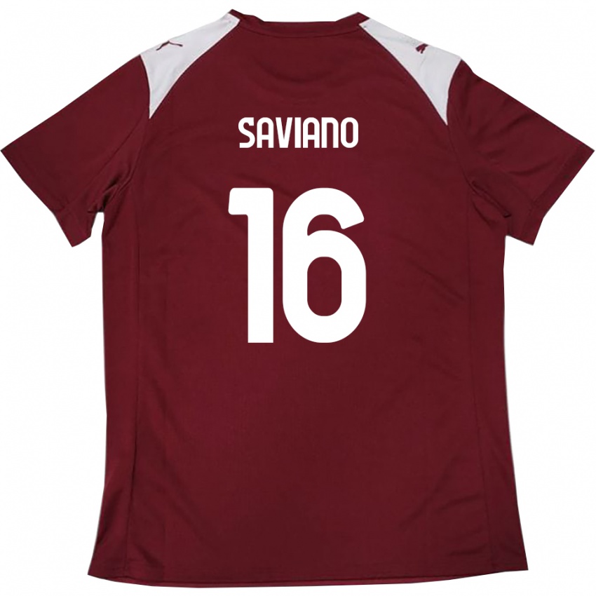 גברים Gianpaolo Saviano #16 בורדו לבן ג'רזי ביתית 2025/26 חולצה קצרה