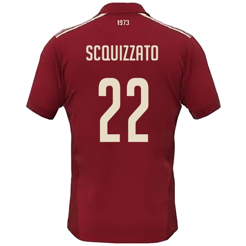 גברים Edoardo Scquizzato #22 בורדו לבן ג'רזי ביתית 2025/26 חולצה קצרה