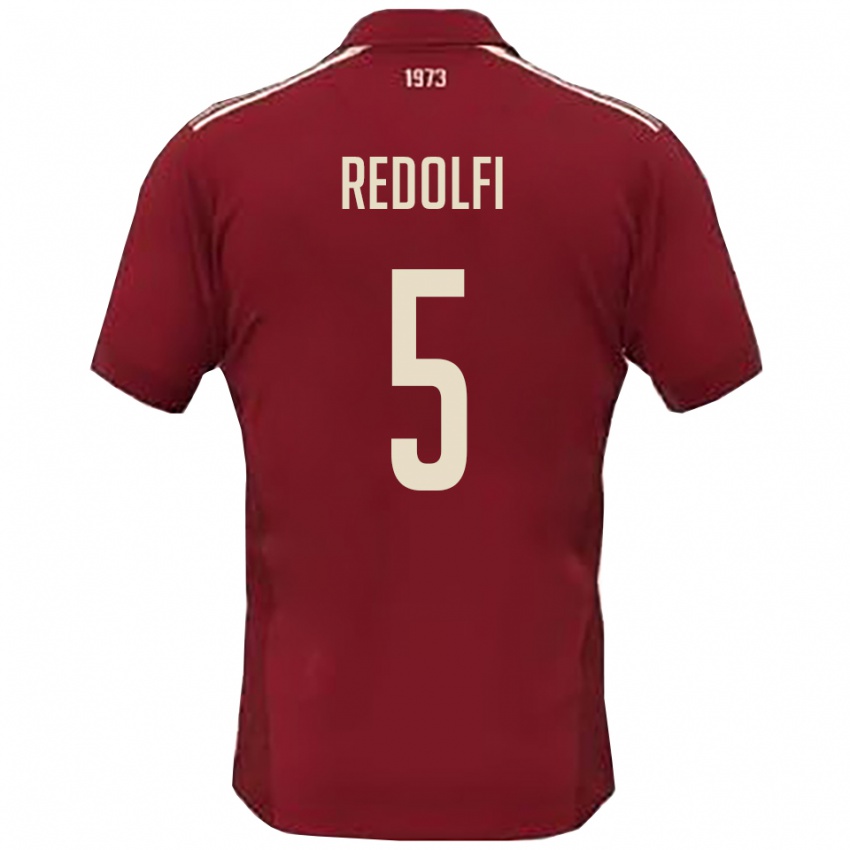 גברים אלכס רדולפי #5 בורדו לבן ג'רזי ביתית 2025/26 חולצה קצרה