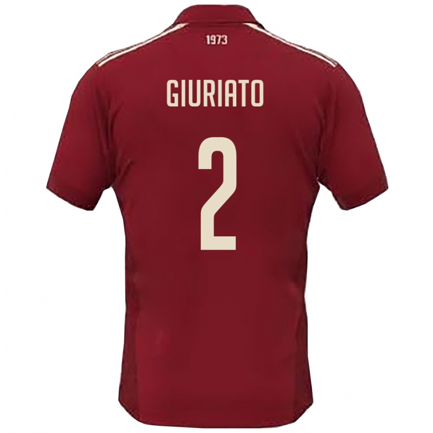 גברים Filippo Giuriato #2 בורדו לבן ג'רזי ביתית 2025/26 חולצה קצרה