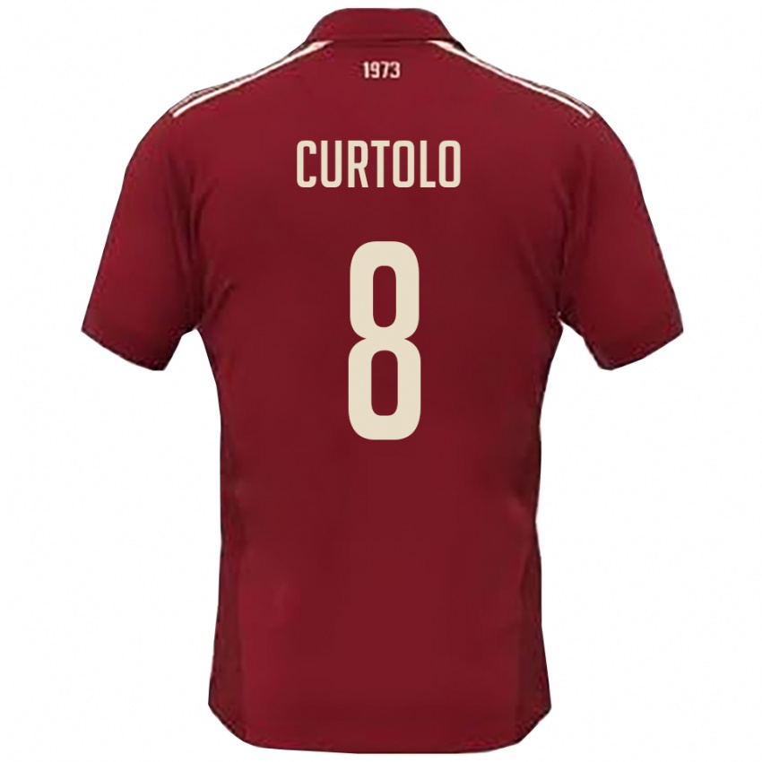 גברים Gabriele Curtolo #8 בורדו לבן ג'רזי ביתית 2025/26 חולצה קצרה