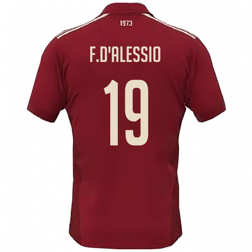 גברים Leonardo D'alessio #19 בורדו לבן ג'רזי ביתית 2025/26 חולצה קצרה