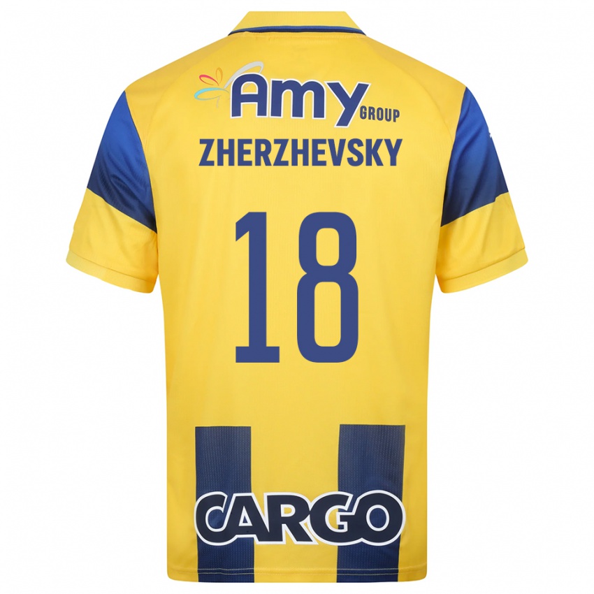 גברים Roy Zherzhevsky #18 צהוב כחול נייבי ג'רזי ביתית 2025/26 חולצה קצרה